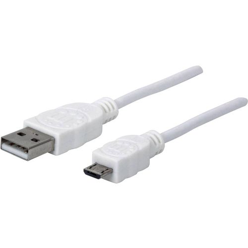 Manhattan USB kabel USB 2.0 USB-A utikač, USB-Micro-B utikač 1.80 m bijela UL certificiran 324069 slika 1