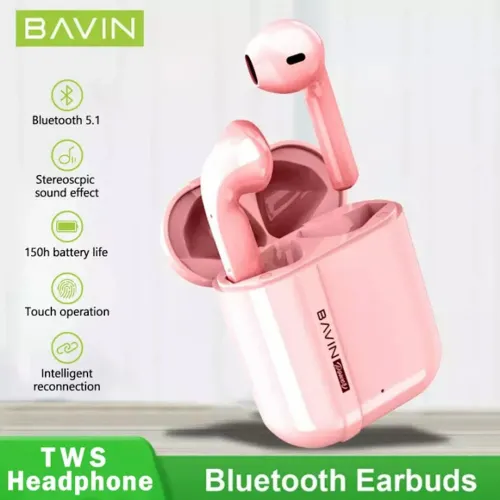 Bavin Wireless TWS slušalice + kabl type-C pink slika 1