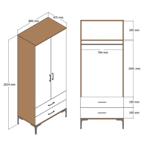 Woody Fashion Ormar, Kumsal T - Walnut, White slika 7