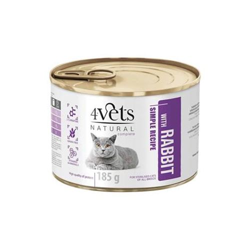 4Vets Natural Complete Cat Sterilised Zečetina 185g slika 1