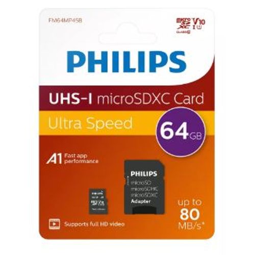 Philips Micro SDXC kartica 64GB Class 10 + SD adapter slika 2