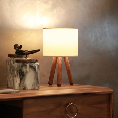 Opviq Stolna lampa BEGIE drvo- platno visina 32 cm, sjenilo 19 x 15 cm, duljina kabla 150 cm, E27 60W, AYD-2940 slika 2