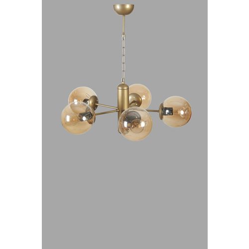 Bankok 5 Li Eskitme Bal Camlı Avize AmberGold Chandelier slika 4