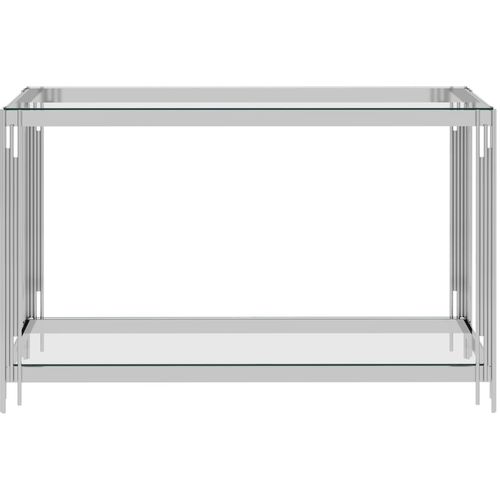 Bočni stolić srebrni 120 x 40 x 78 cm nehrđajući čelik i staklo slika 2