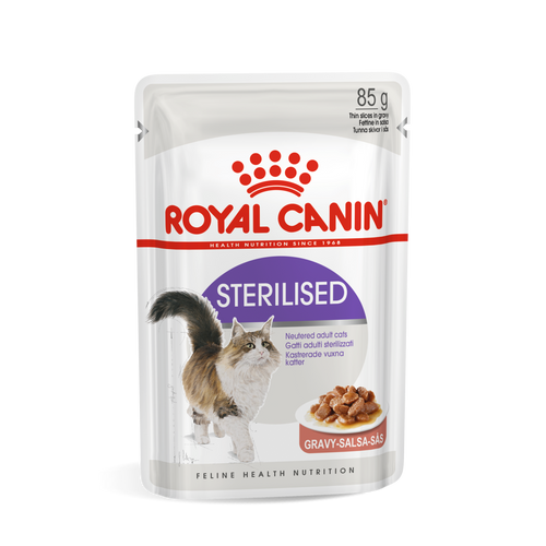 ROYAL CANIN FHN Sterilised Gravy, potpuna hrana u vrećici za  odrasle mačke, za sterilizirane/kastrirane mačke, komadići u umaku, 12x85 g slika 1