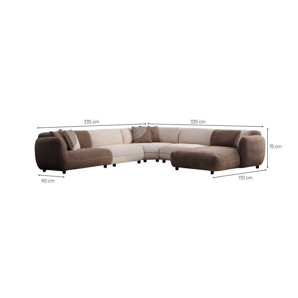 Ugaona sofa Pavia Corner 6 (L1,5+O1+Cx+O1+Chlr) - boje: krem smeđa slika 17