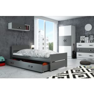 Drveni dječji krevet Bartek sa ladicom - 200x90cm - Grafit siva