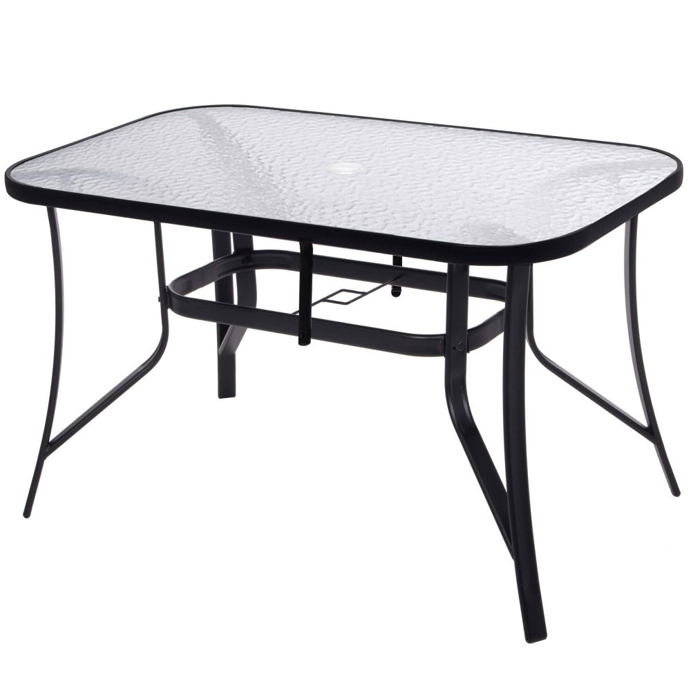 Springos stakleni vrtni stol, crni 150 x 90 cm slika 1