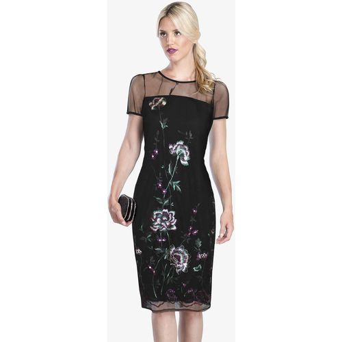 Elegantna haljina sa vezenim detaljima - crna slika 1