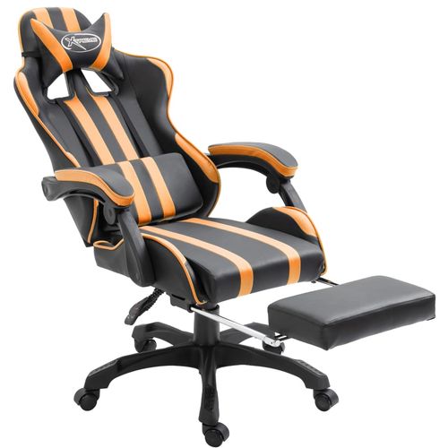 Igraća stolica od umjetne kože s osloncem za noge narančasta slika 10