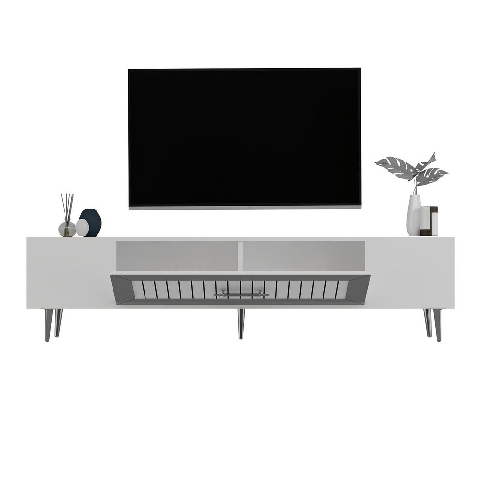 TV stalak Dekolp3, bijela i srebrna boja slika 4