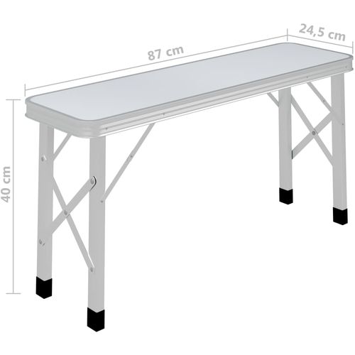 Sklopivi stol za kampiranje s 2 klupe aluminijski bijeli slika 8