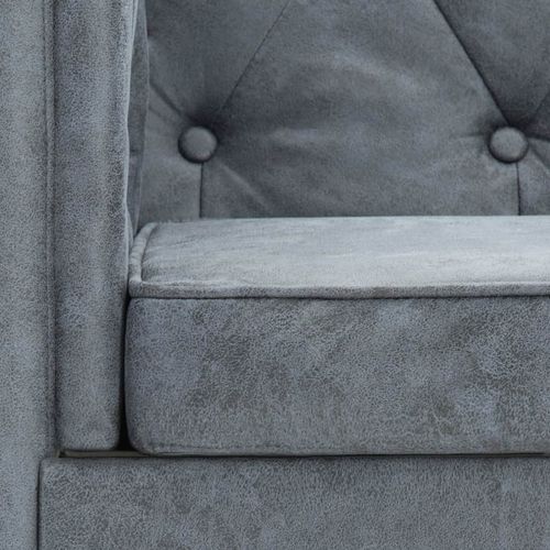 2-dijelni set sofa Chesterfield s presvlakom od tkanine sivi slika 3