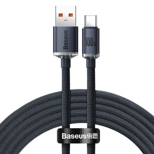 BASEUS CRYSTAL KABEL USB NA USB-C, 100W, 1.2M (CRNI) slika 1