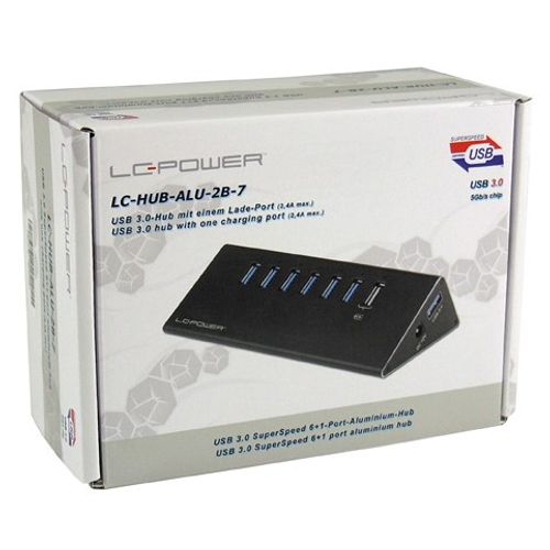 USB LC Power LC-HUB-ALU-2B-7 HUB 6+1port USB3.0 Aluminium slika 1