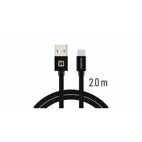 Swissten kabl USB/Type C 2,0m crna slika 1