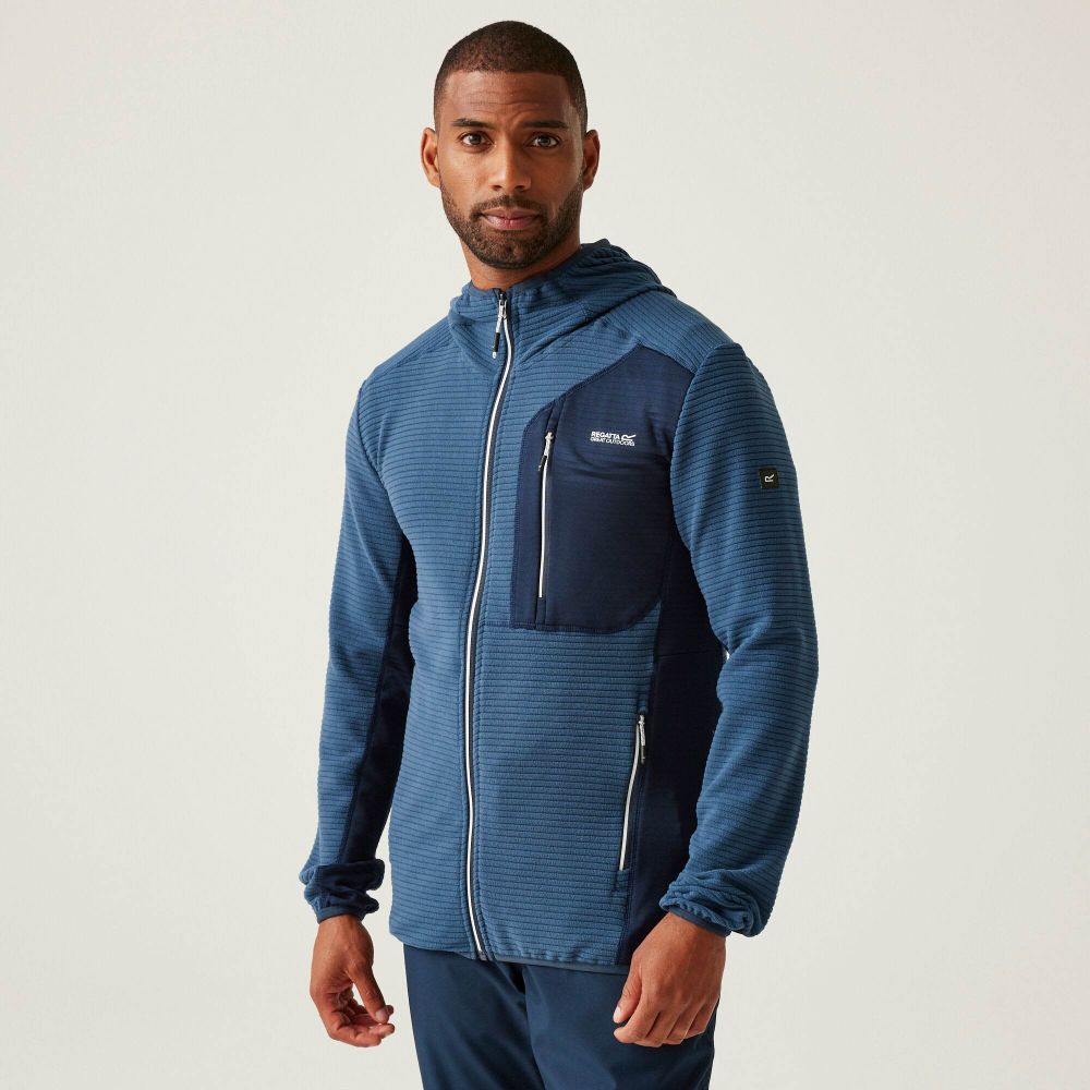 Regatta Muški duks na kopčanje sa kapuljačom Lakewright Fleece Moonlight Denim/Navy slika 4