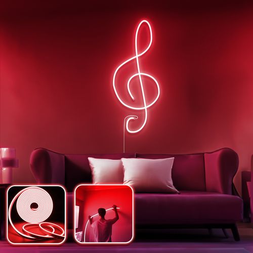 Opviq Dekorativna zidna led rasvjeta Music - Medium - Red slika 1
