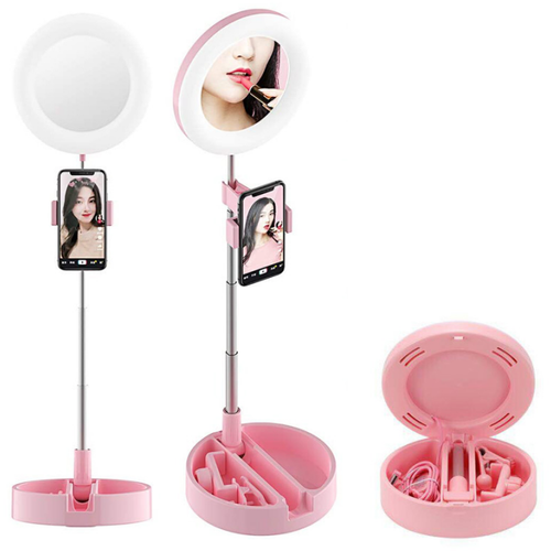Drzac za mobilni sa LED rasvetom makeup D3 pink slika 1