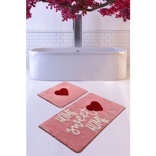 Set Kupatilskih Prostirki Home Sweet Home - Pink Pink (2 Dela) slika 2