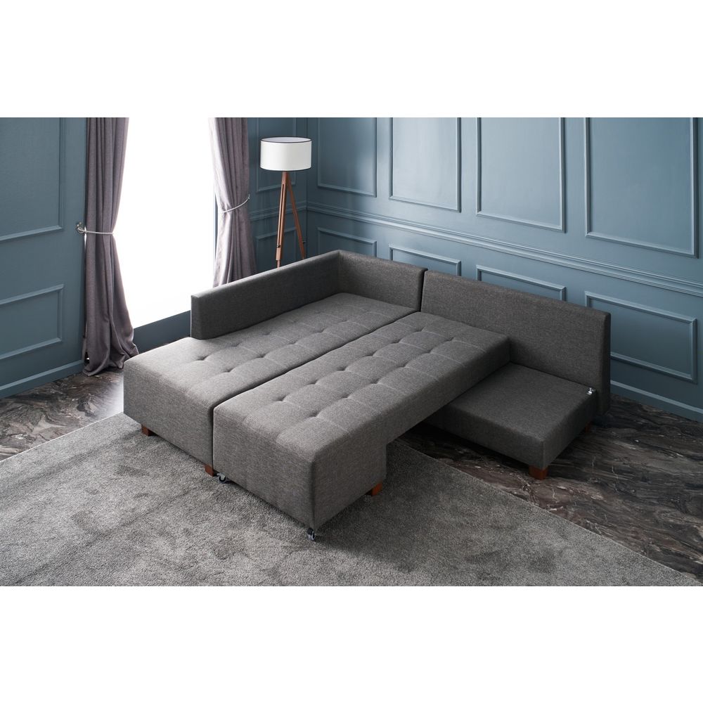 Ugaona Sofa na Razvlačenje Manama - Lijevi Kut, Antracit Boja slika 4