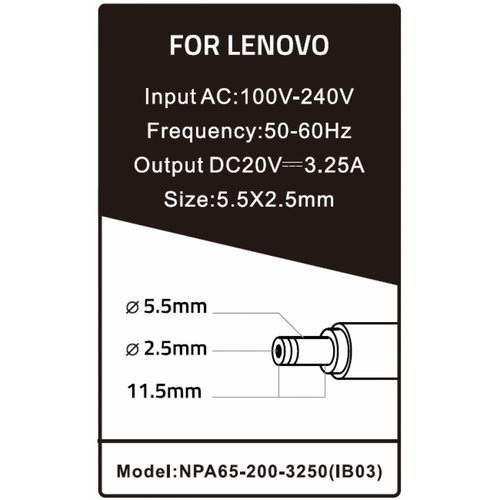 NPA65-200-3250 (IB03) ** Gembird punjac za laptop 65W-20V-3.25A, 5.5x2.5mm Black (780) slika 3
