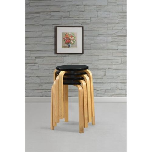 Barske stolice 4 kom od zaobljenog drva crne slika 5