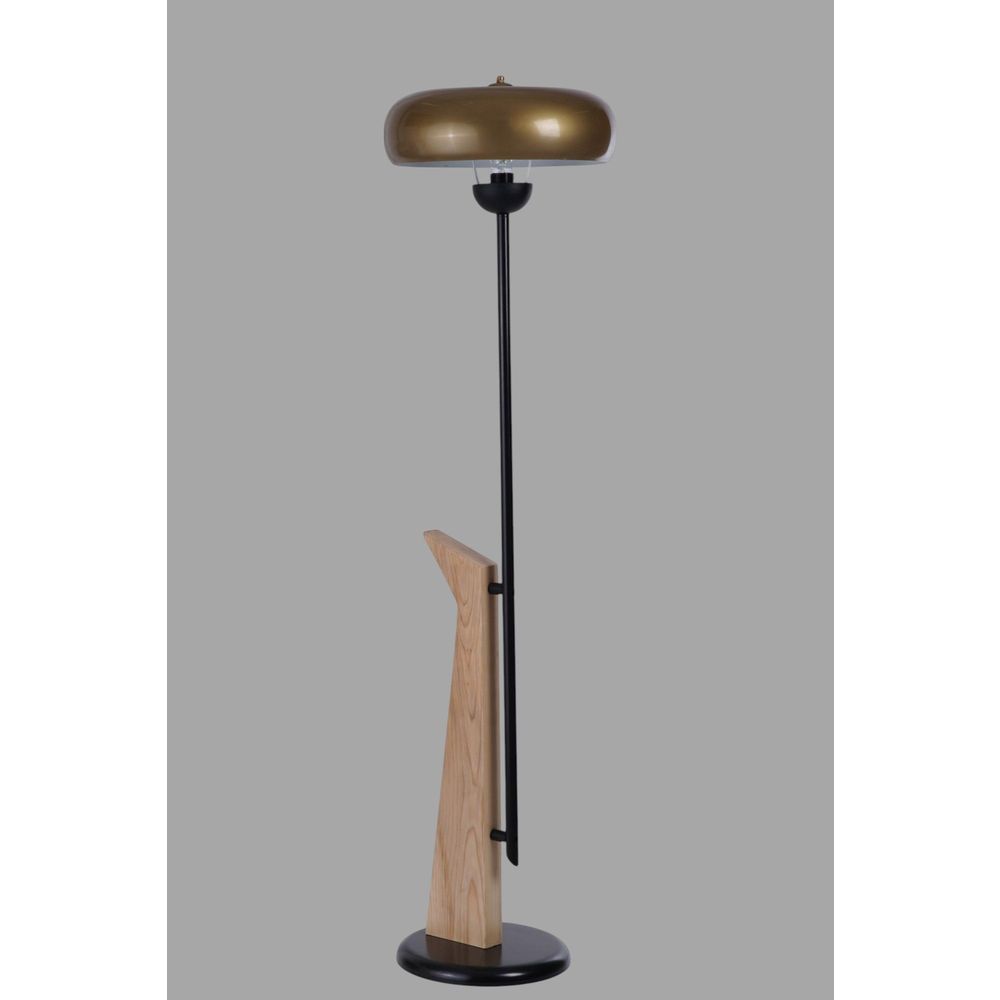Opviq Podna lampa 647, zlatna, crna, hrast slika 3