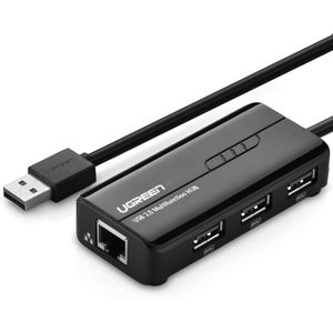 USB HUB UGREEN, USB-A (M) na Ethernet + 3 Porta USB HUB USB 2.0, 100Mbps