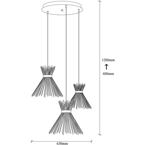 Opviq Vislica KIRPI  2 tris zlatna, metal, 63 x 63  cm, visina 128 cm, promjer sjenila 34 cm, visina 35 cm, 3 x E27 40 W, Kirpi - 3086 slika 3