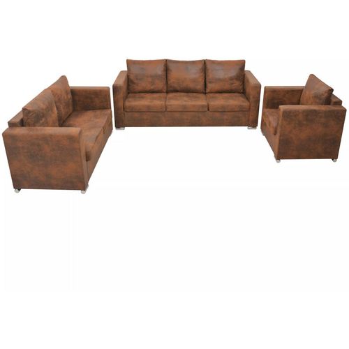 3-dijelni set sofa od umjetne brušene kože slika 21