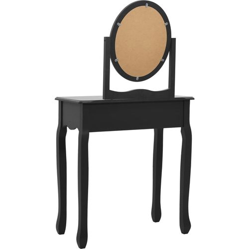 Toaletni stolić sa stolcem crni 65x36x128 cm paulovnija i MDF slika 5