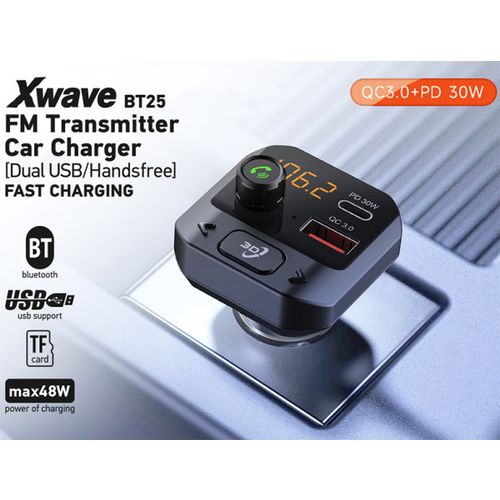 Xwave BT 25 FM transmiter za kola,Bluetooth,LED,USB,TF,3D Surround,USB-TypeC PD20W+QC3.0 brzo punj slika 5