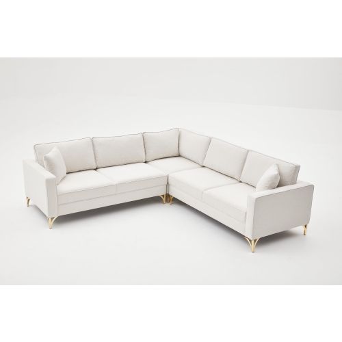 Atelier Del Sofa Berlin - Krem, Zlatna Krem Ugaoni Kauč slika 6