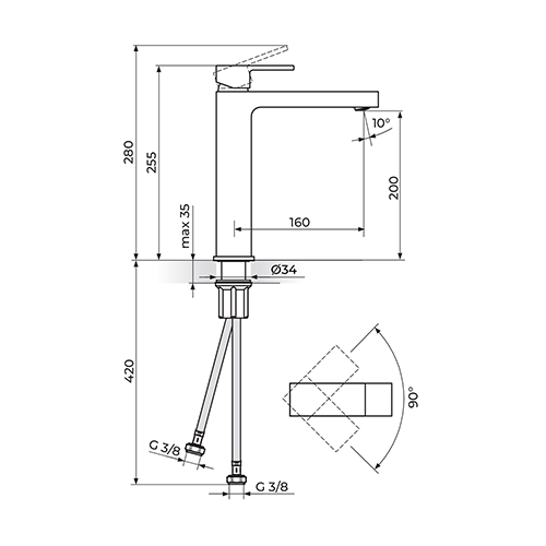 Rosan  QUADRO Baterija za lavabo L slika 2