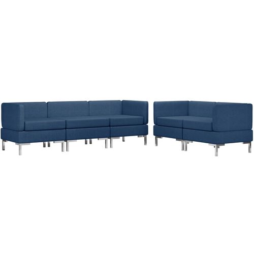 5-dijelni set sofa od tkanine plavi slika 18