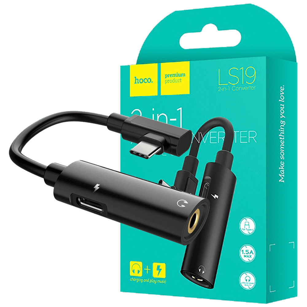 hoco. Adapter za slušalice 2in1, USB type C na type C / 3.5 mm - LS19 Type-C to 3.5 mm slika 1
