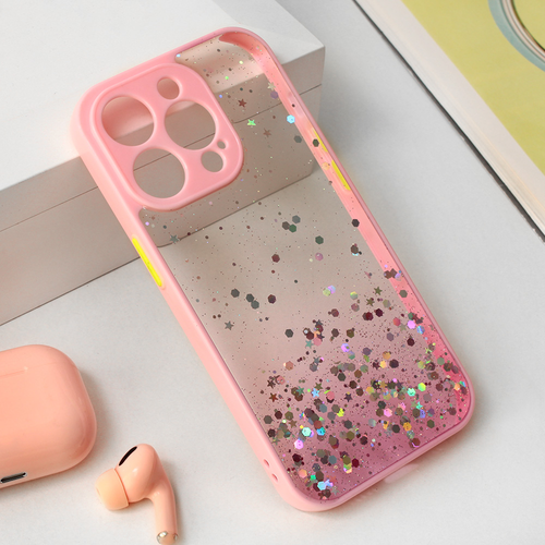 Maska Frame Glitter za iPhone 15 Pro 6.1 roze slika 1