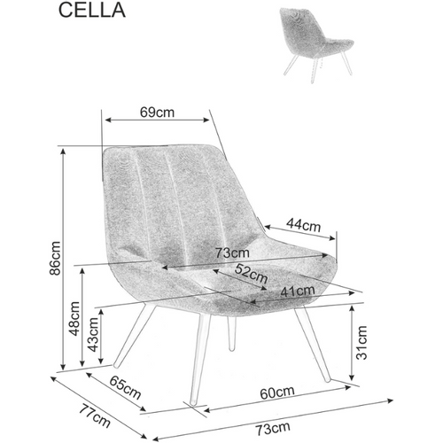 Fotelja Cella - tamno siva slika 6