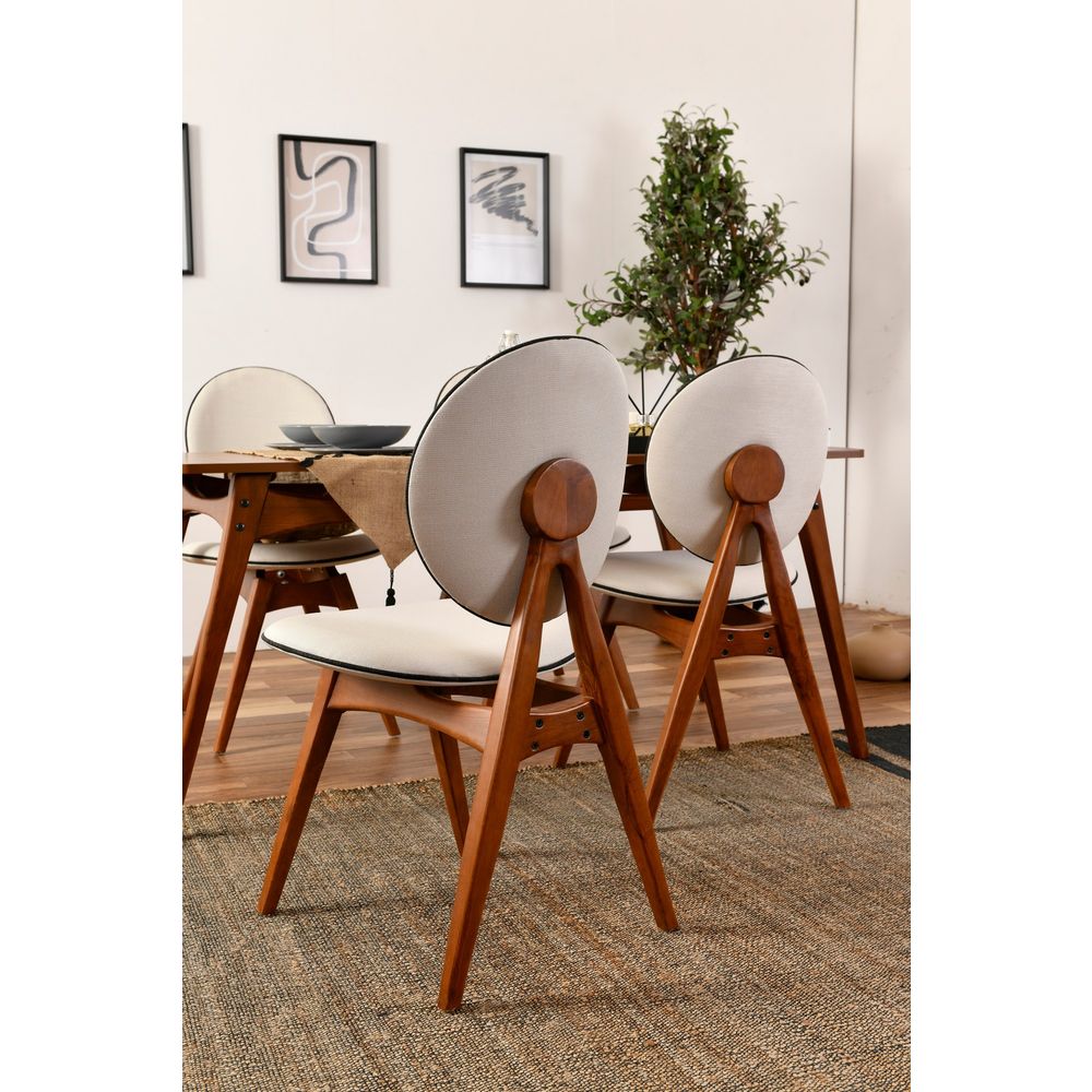Touch Wooden - Set stola i stolica od orahovog drveta 'Cream Walnut' (5 komada) slika 4