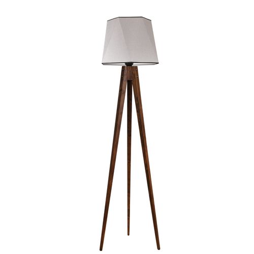 Stojeća lampa sa drvenim postoljem i sivim abažurom - Grey Floor Lamp slika 2