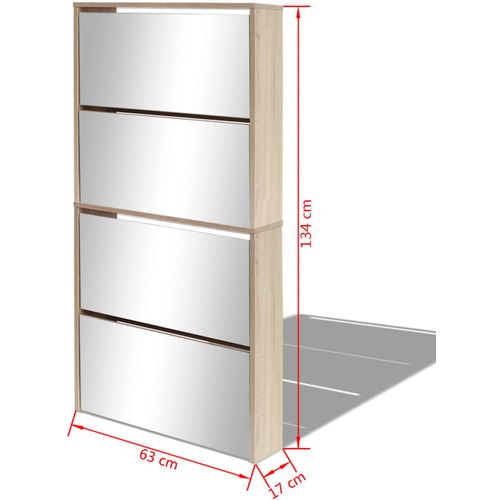 4-dijelni Ormarić za Cipele s Ogledalom Boja Hrastovine 63x17x134 cm slika 28