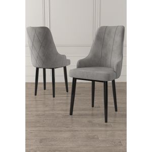 Trex - Sivi, Crni Set Stolica (4 Komada)