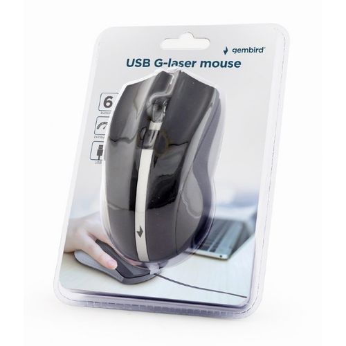 Gembird MUS-GU-02 G-laser Mouse 800-2400 DPI, 6 Buttons, USB, Black, Cable 1.8m slika 5
