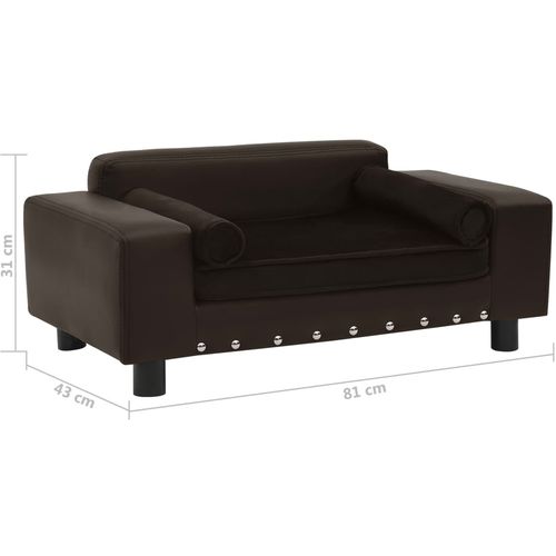 Sofa za pse smeđa 81 x 43 x 31 cm od pliša i umjetne kože slika 9