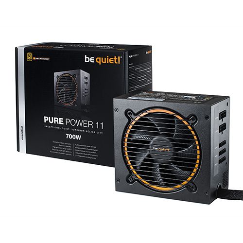 be quiet! BN295 PURE POWER 11 700W, 80 PLUS Gold efficiency (up to 92%), Two strong 12V-rails, Silence-optimized 120mm be quiet! fan, Multi-GPU support with two PCIe connectors slika 1