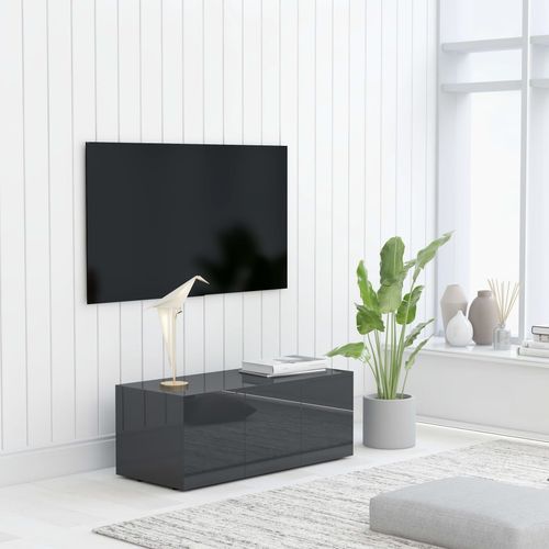 TV ormarić visoki sjaj sivi 80 x 34 x 30 cm od iverice slika 1