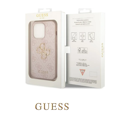 GUESS maska za iPhone 15 Pro LEATHER 4G METAL LOGO PINK slika 6