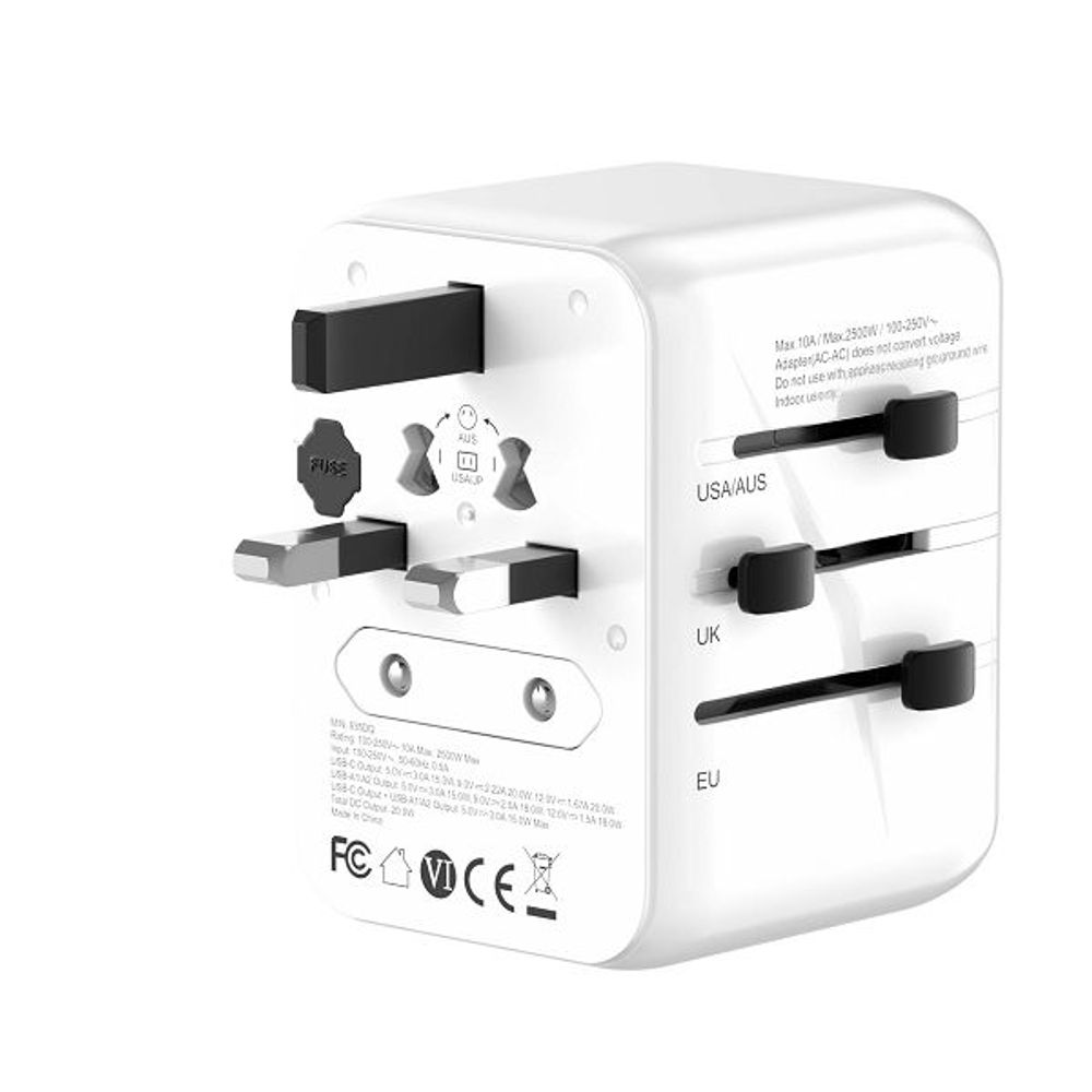 MAXPOWER ADAPTER PUTNI 635DQ Gan 1XPD Type C+2X USB A,20W BIJELI slika 5
