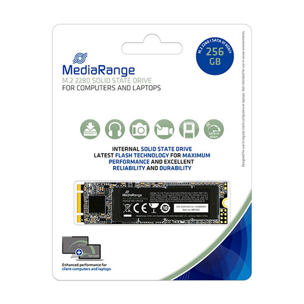MediaRange M.2 2280 SSD, mSATA, 256GB, black , MR1022 slika 1